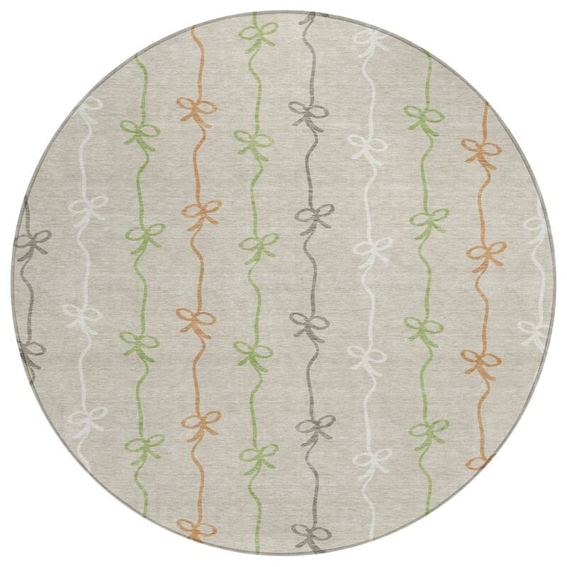 Machine Washable Indoor/ Outdoor Modern Bow Stripe Chantille Rug