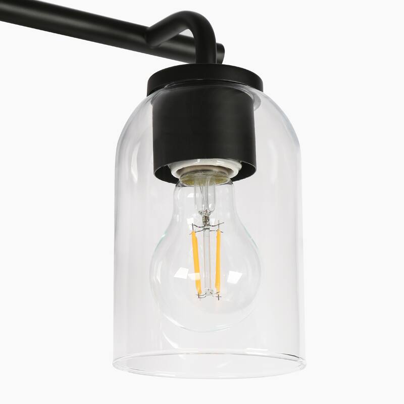 Modern 3-Light Black Gold Linear Bathroom Vanity Light Cylinder Glass Wall Sconces