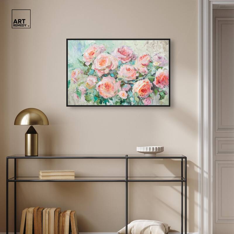 Cabbage Rose Charm Canvas by Art Remedy
