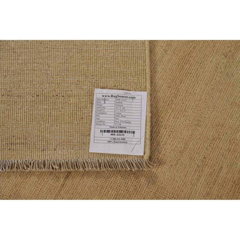 Contemporary Gabbeh Oriental Area Rug Hand-Knotted Solid Wool Carpet - 4'3" x 6'7"