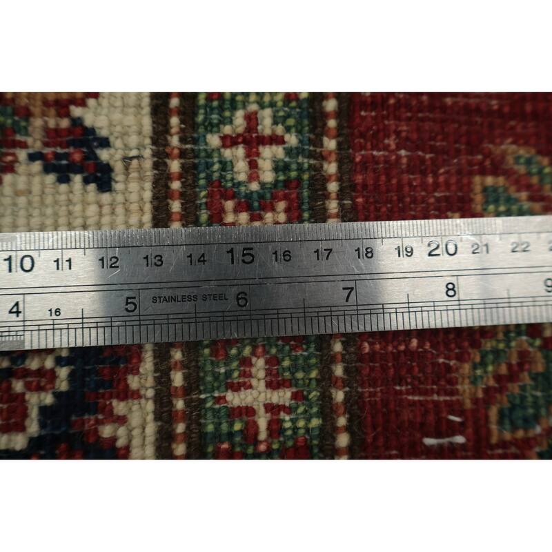 Hand Knotted Oriental 100% Wool Carpet Traditional Tribal Red Super Kazak Area Rug - 5' 0'' X 2' 11''