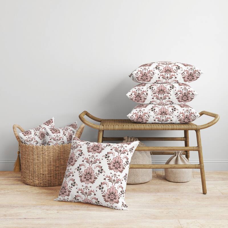 Ornate Opulence Faux Suede Reversible Throw Pillow Pink and Brown