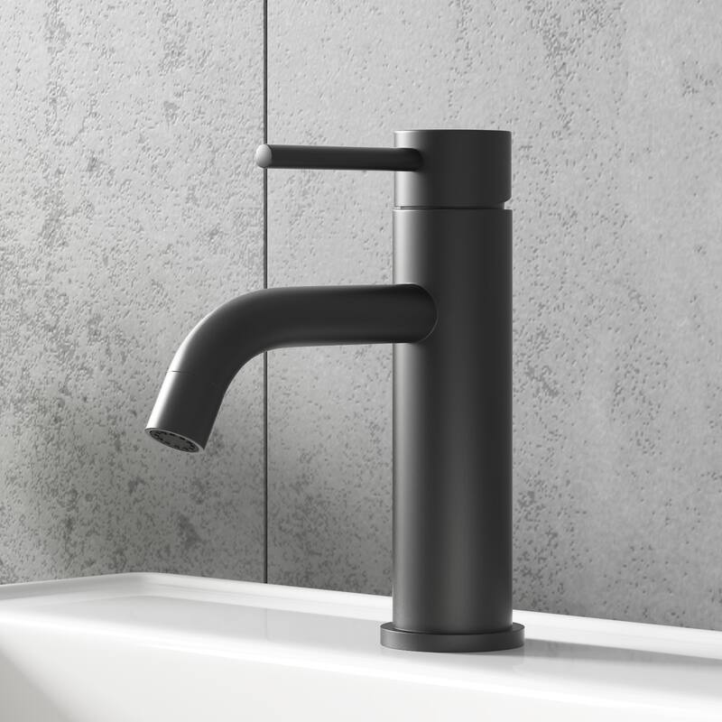 Modern Single Lever Bathroom Basin Sink Faucet with Pop Up Drain - Black