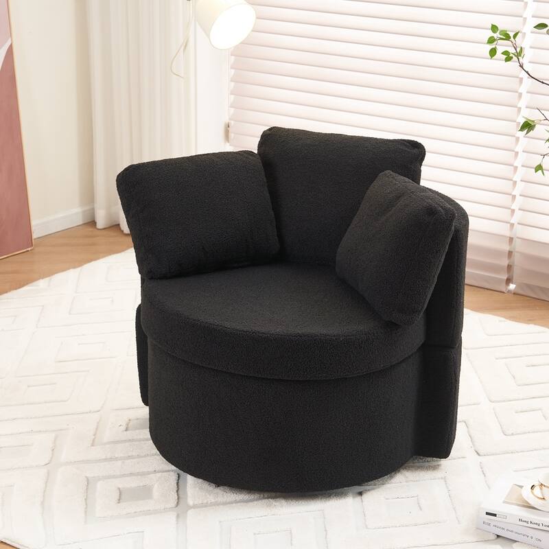 Teddy Fabric Swivel Storage Chair With Back Cushion