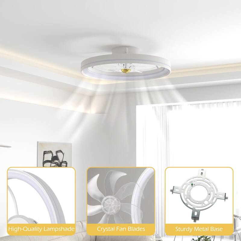 Gymax 3000-6500K Dimmable Modern Flush Mount LED Fan Light w/ 3 Color