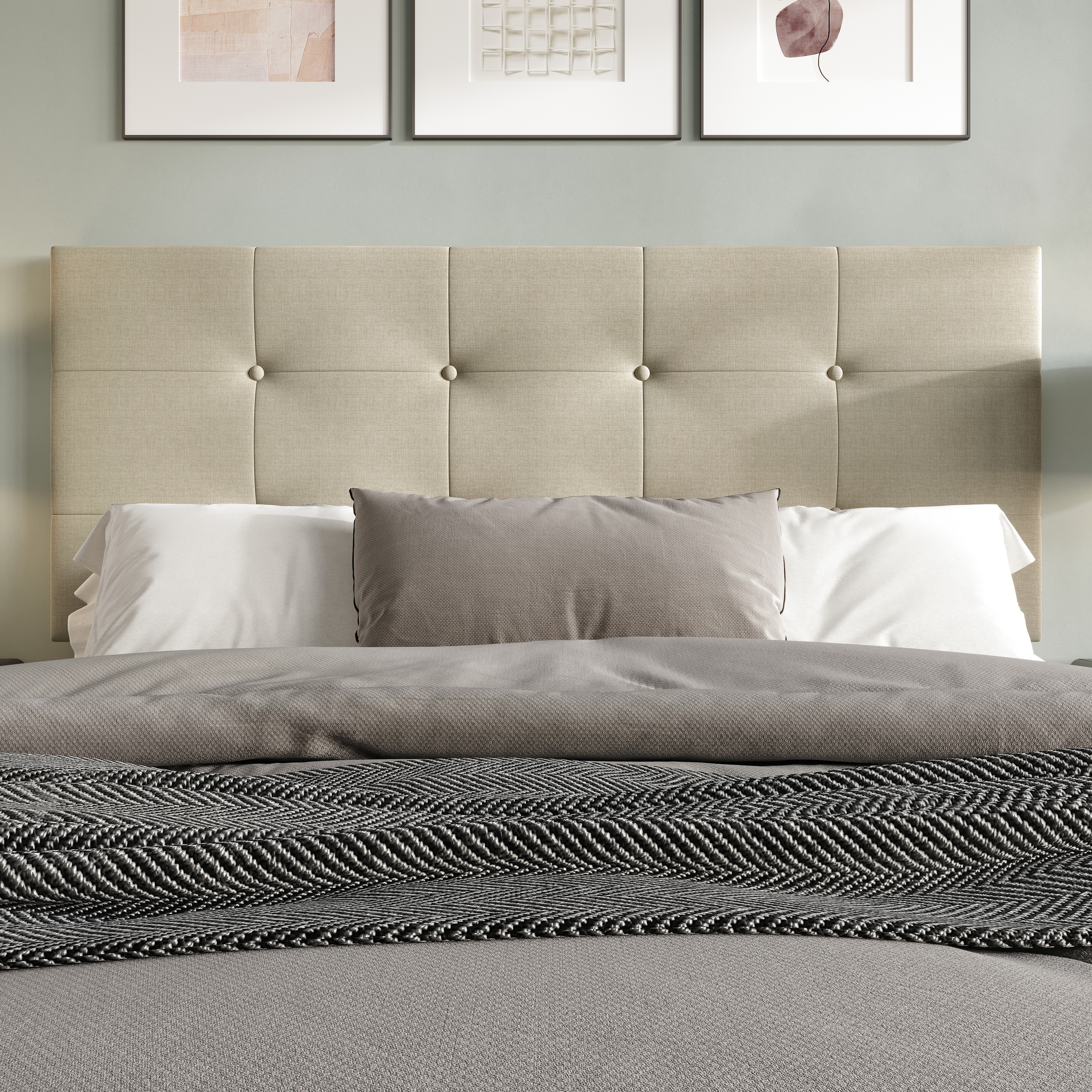 Clayfell Dillon Tufted Upholstered Headboard with Foam Padding and Adjustable Height, Easy Assembly