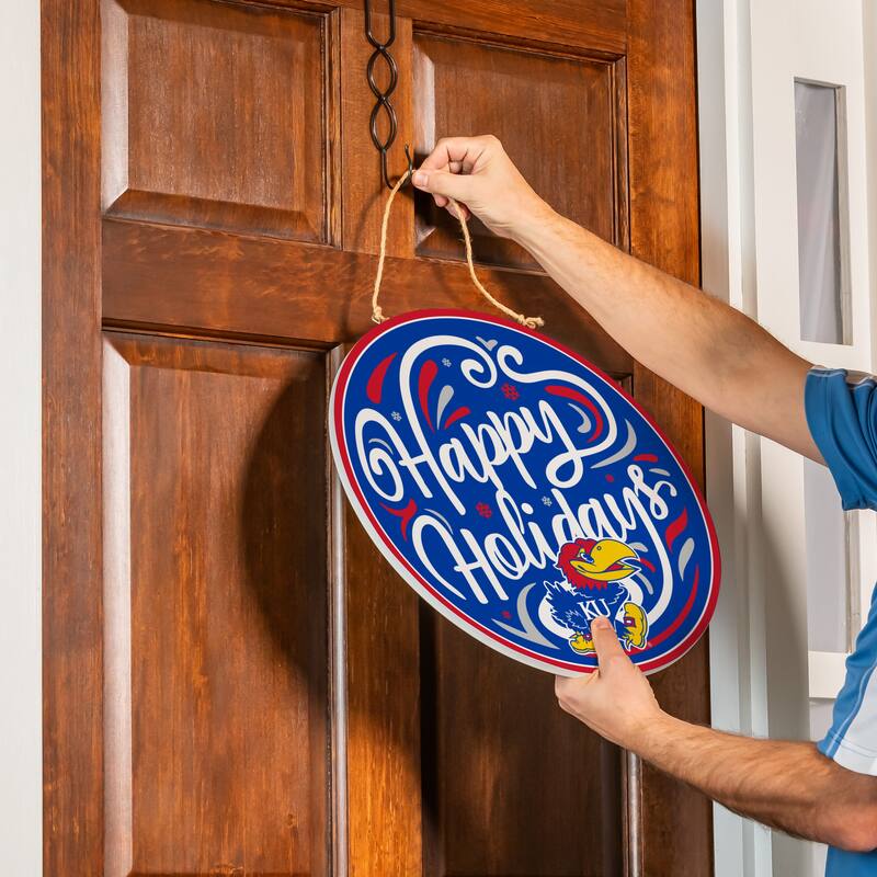 University of Kansas 18" x 18" Happy Holidays Door Décor Wall Sign - 18" x 18"