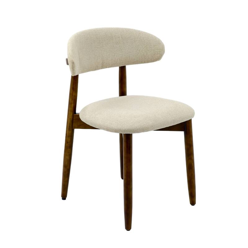 Wooden Dining Chairs Set of 2, Modern Fabric Upholstered Dining Room Chair with Curved Back, with Adjustable Foot Pads