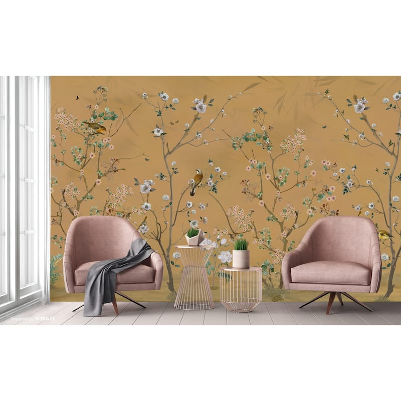 Hand-Painted Serene Floral Symphony Wallpaper Mural