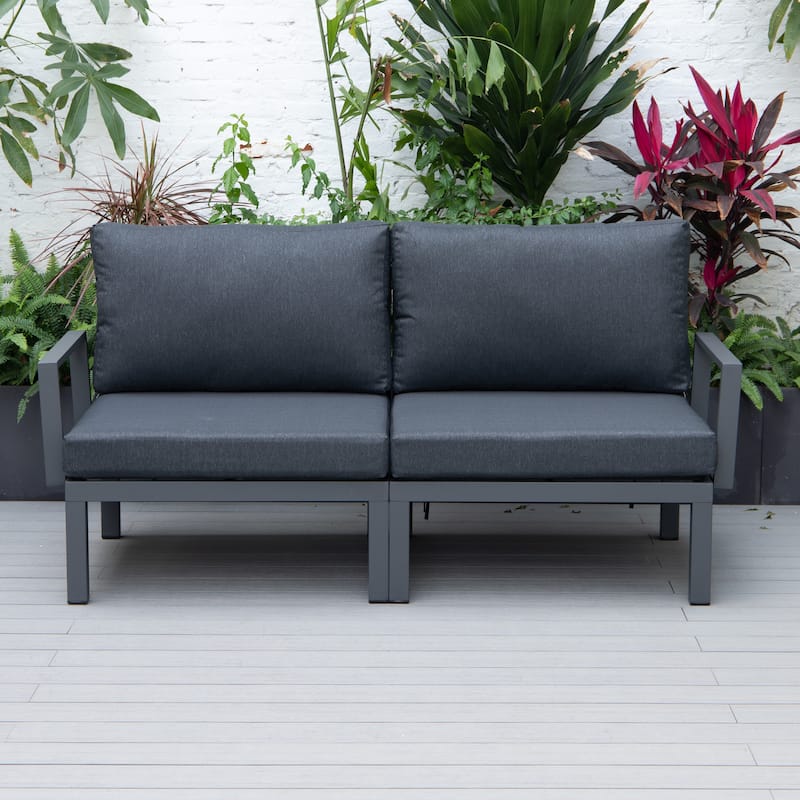 Hamilton Modern 2-Piece Slatted Design Accent Arm Chair with Removable Cushion for Home Outdoor Patio Porch Garden