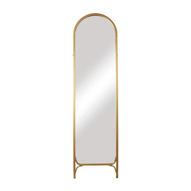 Metal Arched Freestanding Foldable Floor Mirror - Gold - Roche River Decor - 24"W x 18"L x 65"H