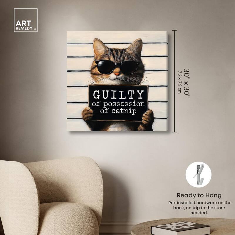 Guilty of Catnip Canvas by Art Remedy, Gallery Wrapped
