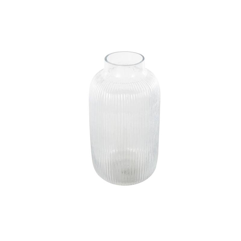 Clear Glass Ribbed Decorative Vase
