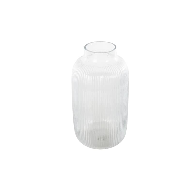 Glass Ribbed Decorative Vase - Clear - Roche River Decor