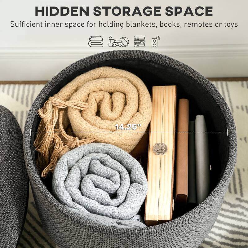 Multifunctional Storage Ottoman with Thick Foam Seat and Hidden Compartment for Living Room or Bedroom