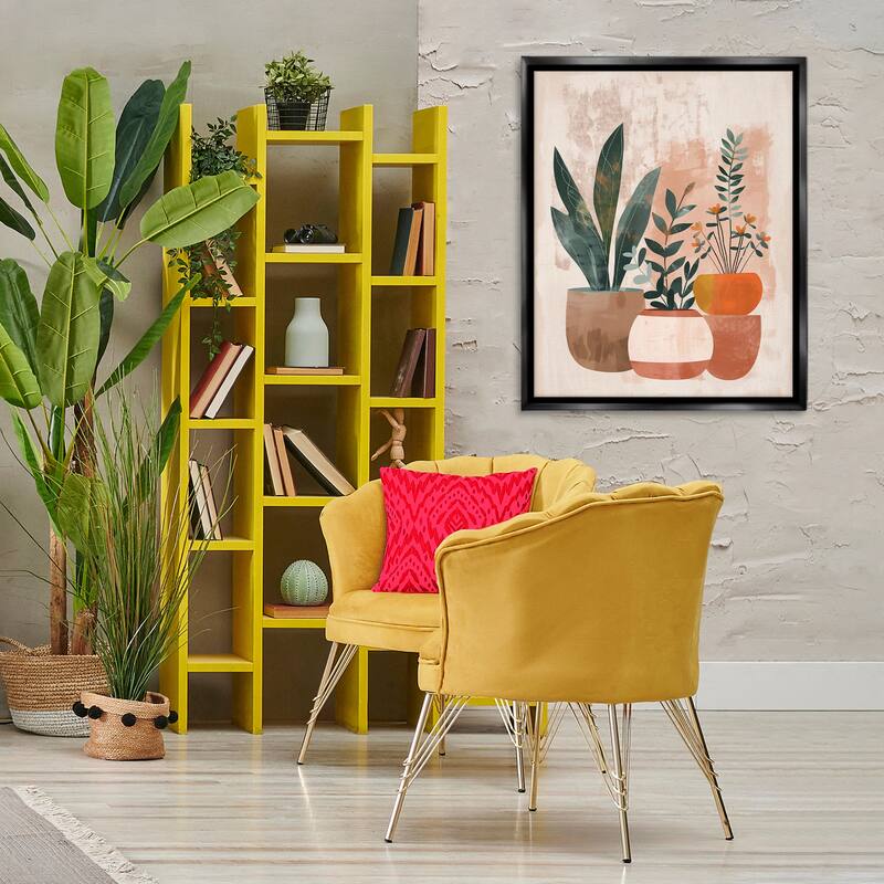 Stupell Earthy Boho Potted Plants Framed Floater Canvas Wall Art Design By LSR Creative Studio
