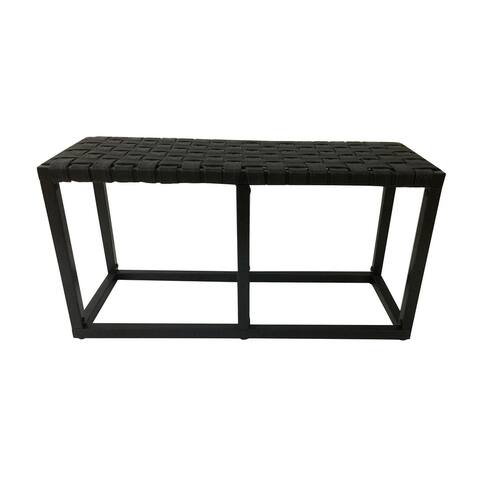 Crowley Metal and Faux Leather Accent Bench