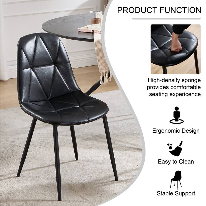 2 Piece Kitchen Dining Chairs with Upholstered Cushions, Metal Legs, High Backrest for Dining Room Kitchen Living Room Bedroom
