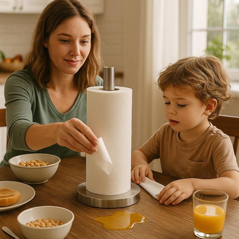 Creative Home Weighted Stainless Steel Paper Towel Holder - 5.9" x 5.9" x 13"