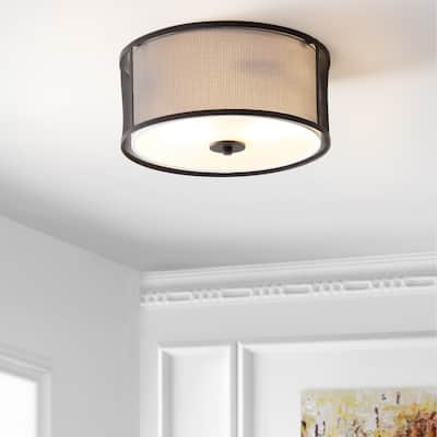 SAFAVIEH Lighting Layne Brass LED Flush Mount - 14" x 14" x 6.3"