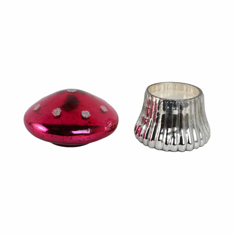 Glass Mushroom Candle Jar with Lid Boho Glam Wax Soy Accent Decor - 6" x 6" x 6"