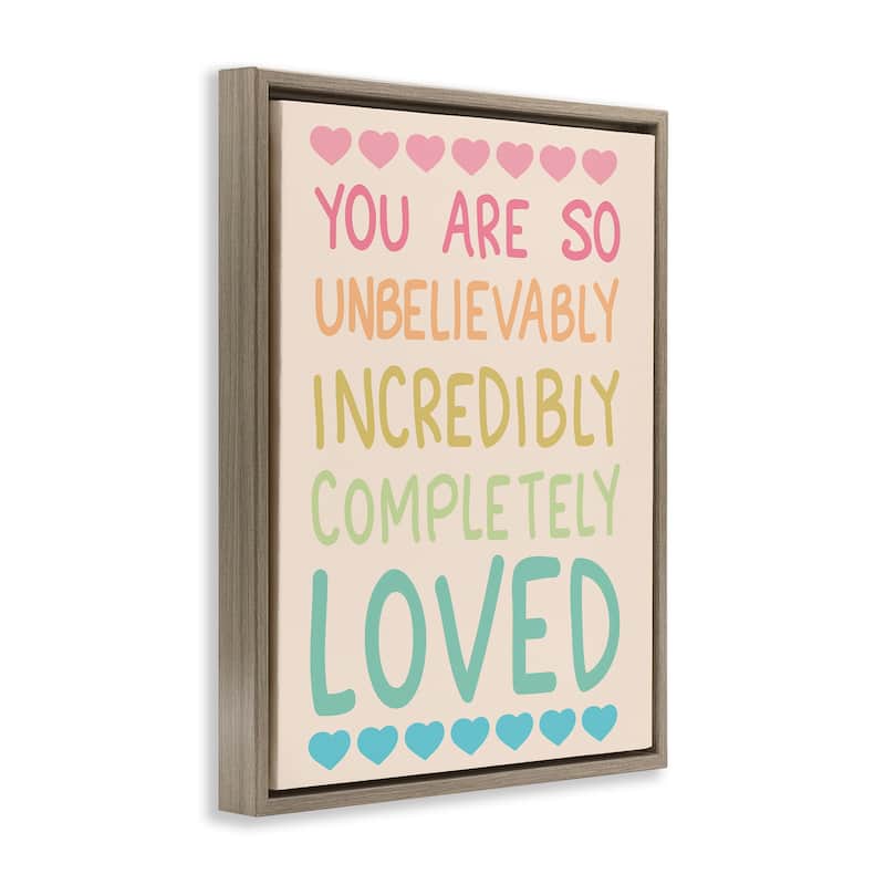 Stupell Completely Loved with Hearts Framed Floater Canvas Wall Art Design By Sweet Melody Designs