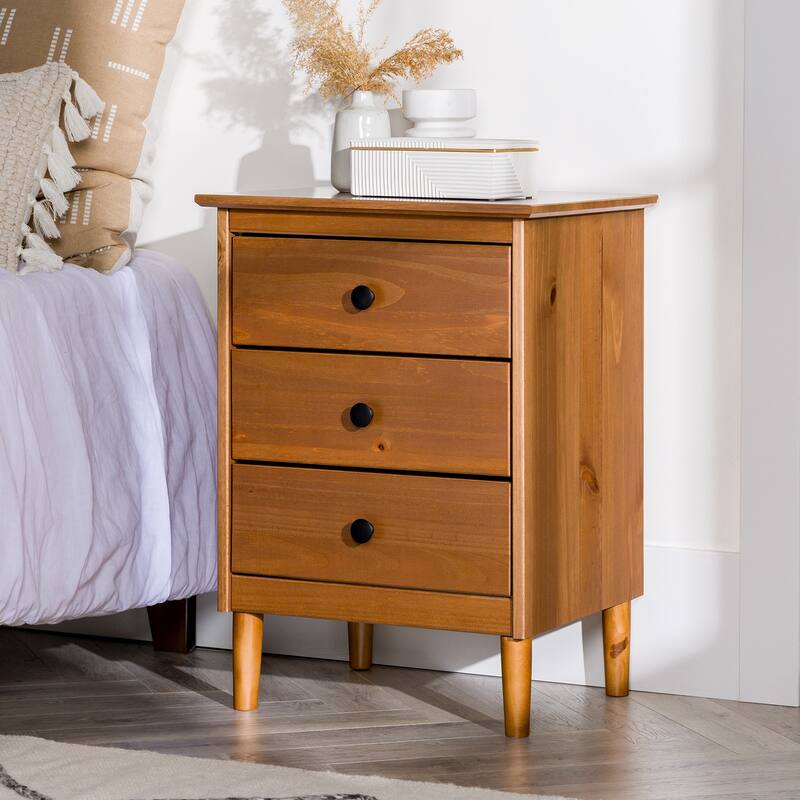Walker Edison Bullrushes Solid Wood 3-Drawer Nightstand