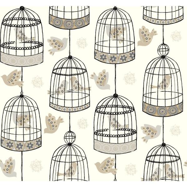 Shop York Wallcoverings Ab2142 Black And White Birdcage Wallpaper Overstock 17877434