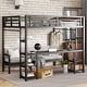 preview thumbnail 3 of 12, Convertible Queen Over Twin XL Metal Loft Bed with Foldable Sofa, Built-In Desk, Shelves, USB Ports & LED Lighting