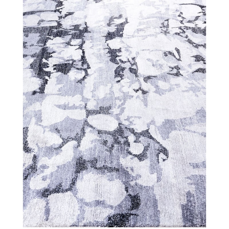 Modern One-of-a-Kind Hand-Knotted Area Rug, Gray - 8' 1" x 10' 1"