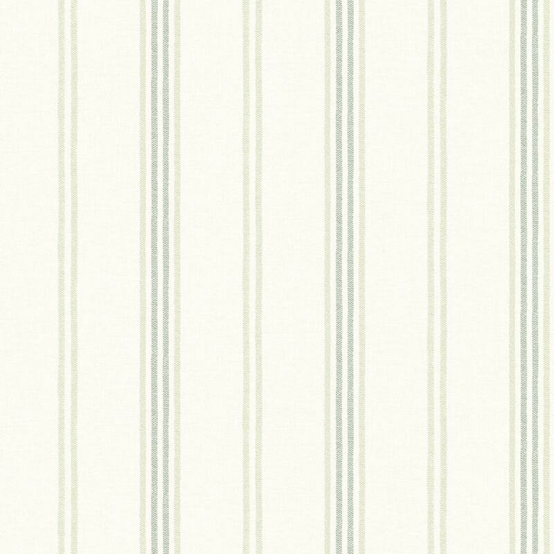 Chesapeake Lovage Green Linen Stripe Wallpaper
