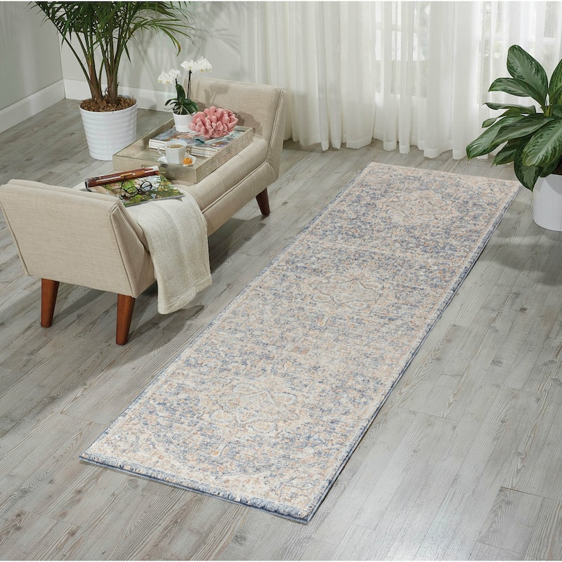 Stelios Collection Navy Transitional Area Rug - 2'3'' X 8'0''