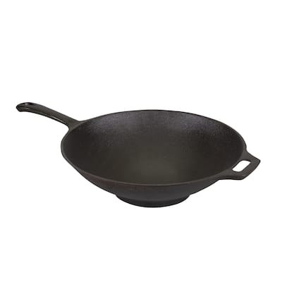 Stansport Pre-Seasoned Cast Iron Wok 12.5" Diameter - 13" L x 13" W x 3.5" H