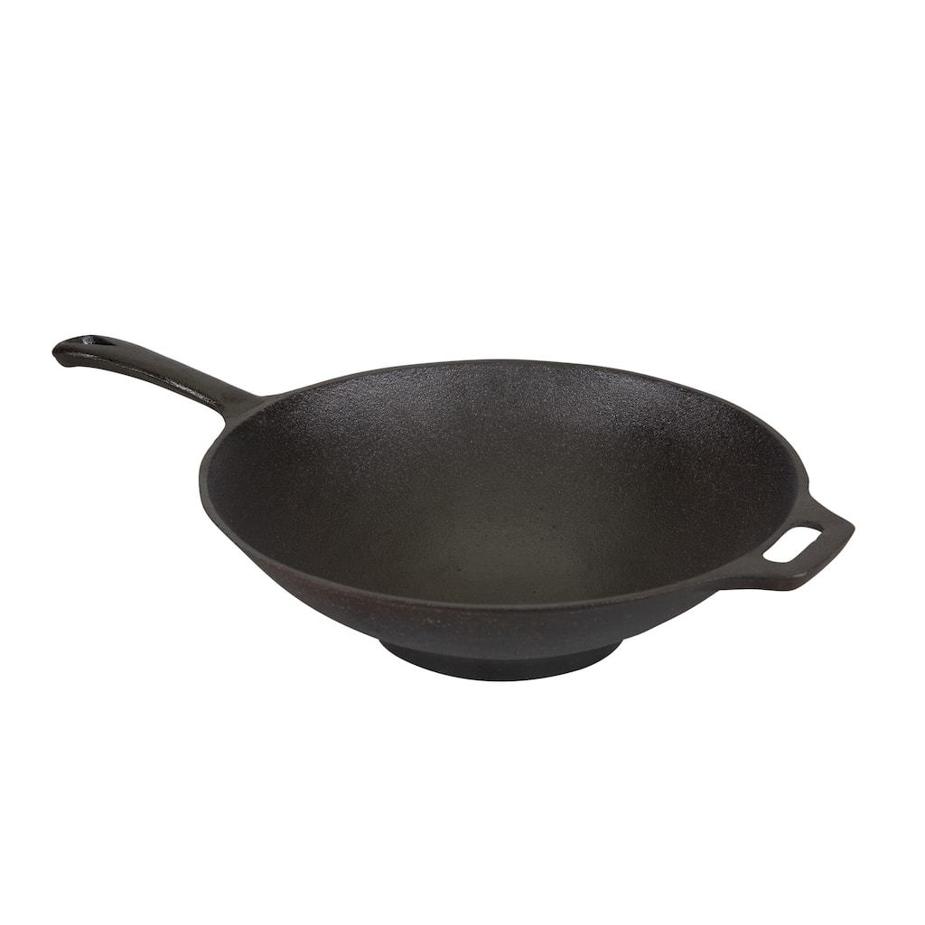 Stansport Pre-Seasoned Cast Iron Wok 12.5" Diameter - 13" L x 13" W x 3.5" H