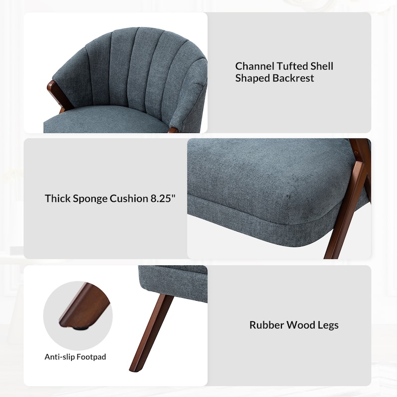 Vivian Mid-century Barrel Chair with a Scalloped Back Set of 2 by HULALA HOME