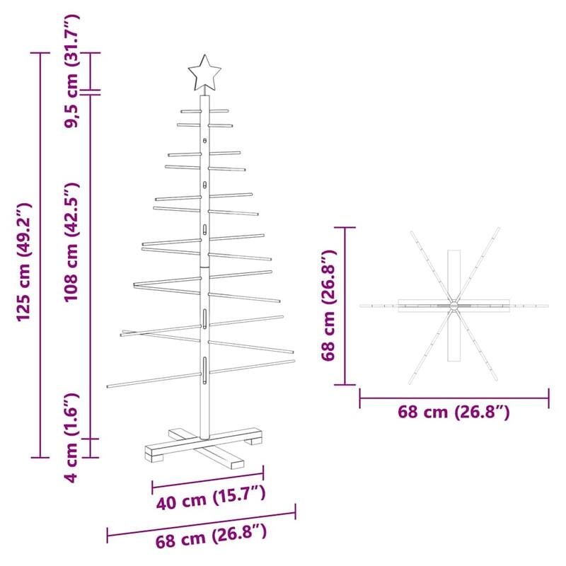 vidaXL Wooden Christmas Tree with Stand Brown bamboo