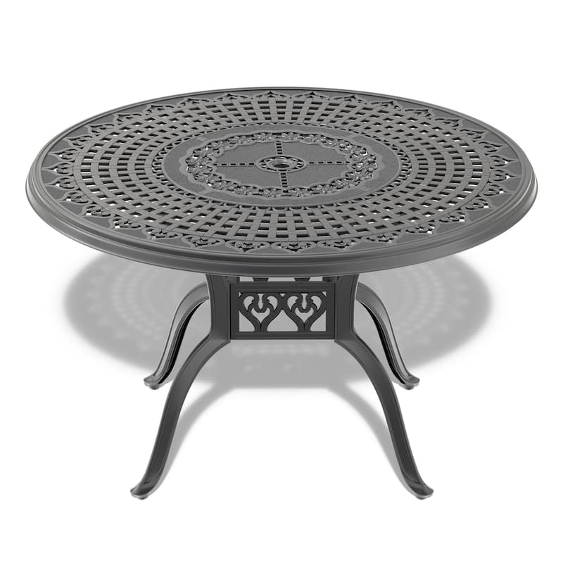 47.24-inch Cast Aluminum Patio Dining Round Table for Balcony, Lawn, Garden, Backyard
