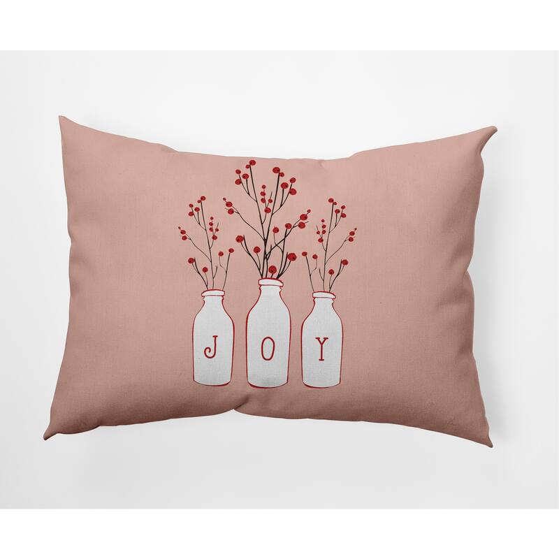 Joy Christmas Indoor/Outdoor Throw Pillow - 14" x 20" - Peach