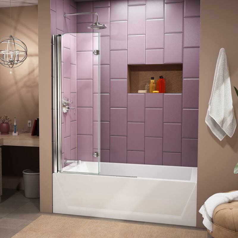 DreamLine Aqua Fold 36 in. W x 58 in. H Frameless Bi-Fold Tub Door - 36" W