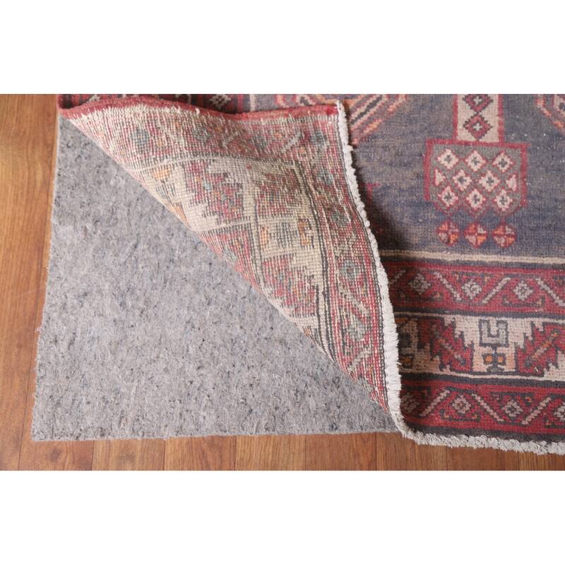 Hand Knotted Oriental 100% Wool Carpet Traditional Geometric Greys & Charcoal Ardebil Runner Rug - 12' 9'' X 3' 7''