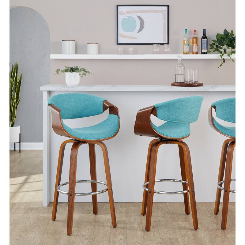 Carson Carrington Sauda 30" Fixed-Height Bar Stool with Bent Wood Legs and Round Footrest (Set of 2)
