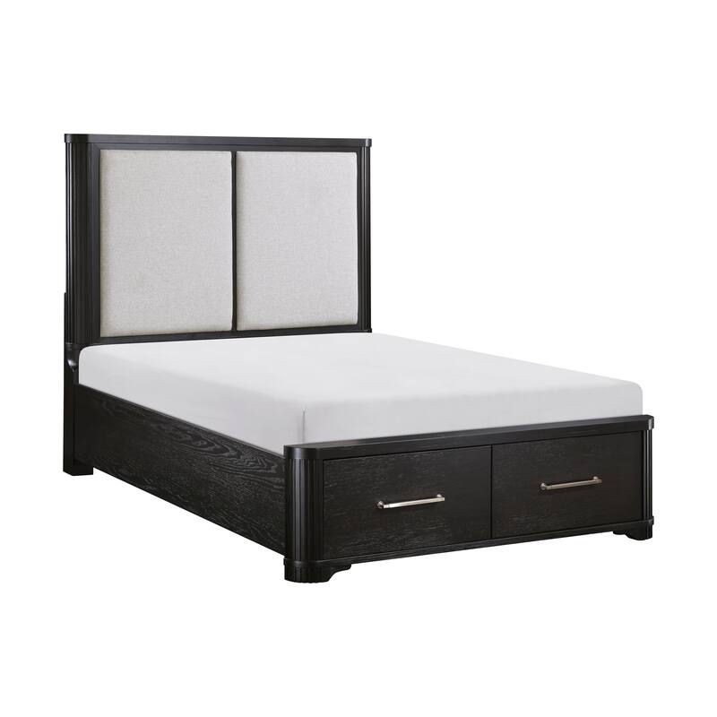 Charcoal Finish 3pc Bedroom Set Storage Bed and Two Nightstands