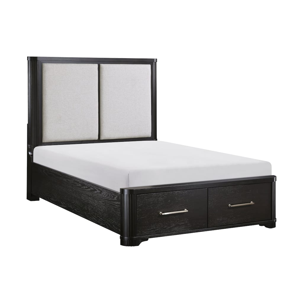 Charcoal Finish Platform Bed with Storage Drawers 1pc