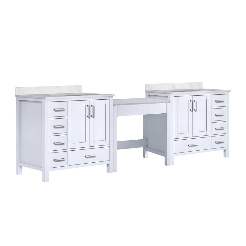 Coraline 102 in W x 22 in D Double Bath Vanity and Carrara Marble Top