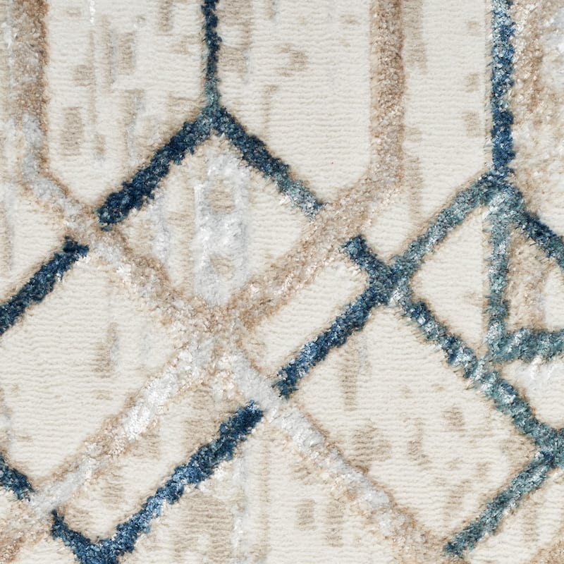 Nourison Glam Indoor Cream/Ivory Geometric Area Rug