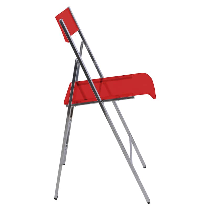 LeisureMod Menno Modern Acrylic Folding Chair - Red - 4 x 30 x 16.5