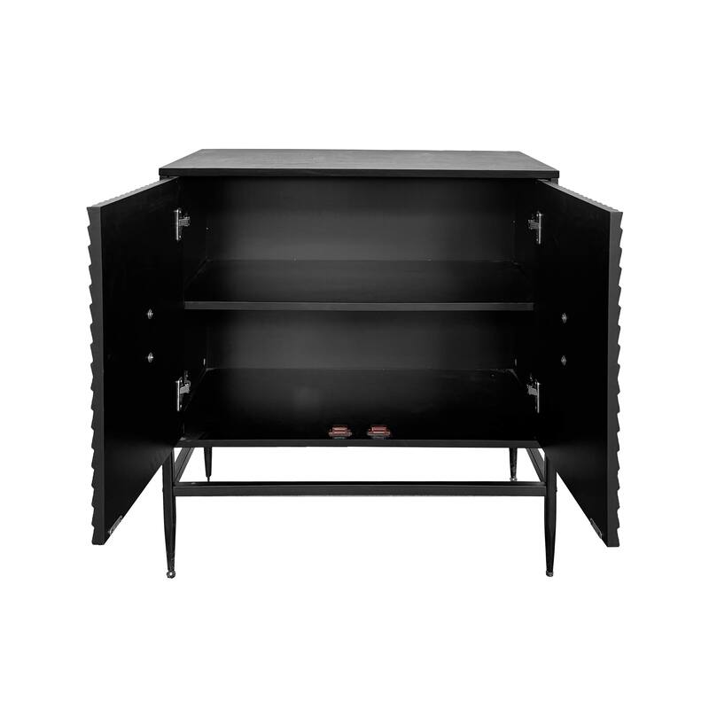 31.50" Modern 2 Door Wooden Storage Cabinet with Metal Leg