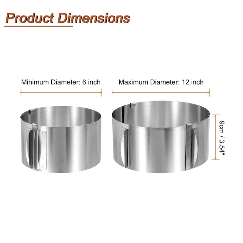 2Pcs Cake Ring 6cm Adjustable Round Cake Ring Mousse Baking Moulds - 9cm