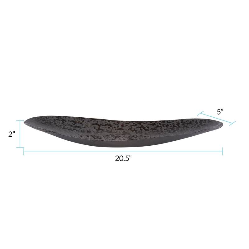 Allan Andrews Chiseled Texture Black Iron Elongated Tray, Small - 2H x 20W x 5D