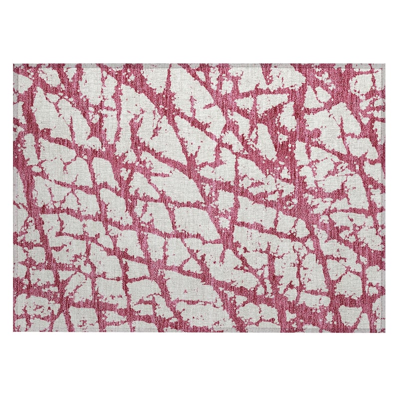 Machine Washable Indoor/ Outdoor Abstract Contemporary Chantille Rug